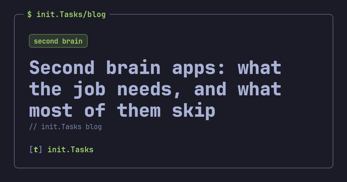 Second brain apps: what the job needs, and what most of them skip — init.Tasks blog