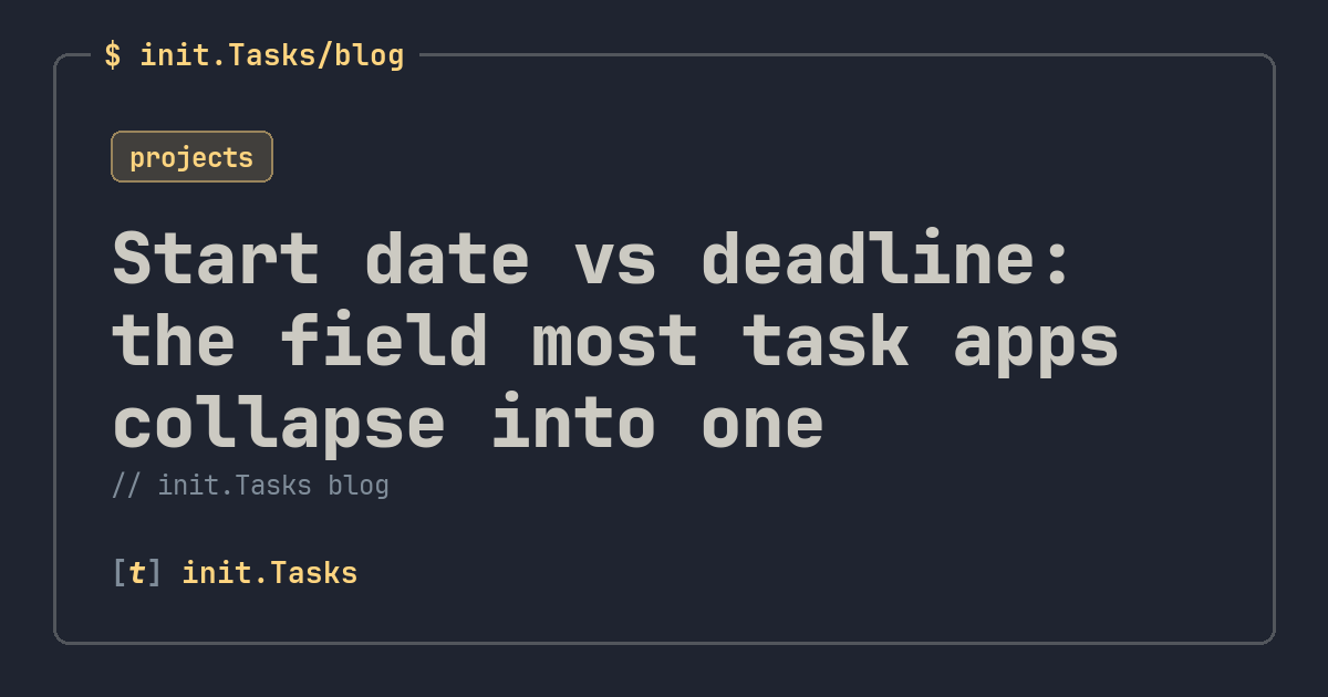 Start date vs deadline: the field most task apps collapse into one — init.Tasks blog